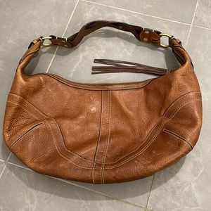 Coach Brown Pebbled Leather Hobo Bag